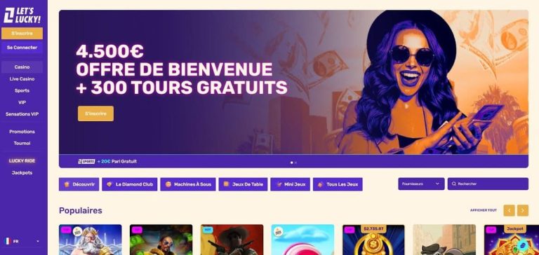 Let's Lucky Casino page accueil